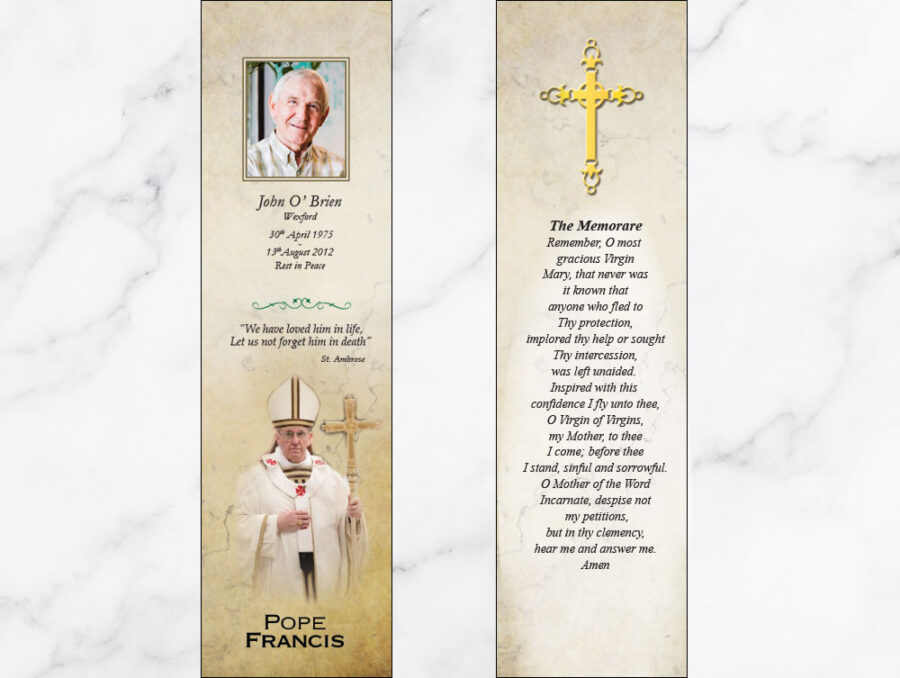 Pope Francis memorial bookmarks