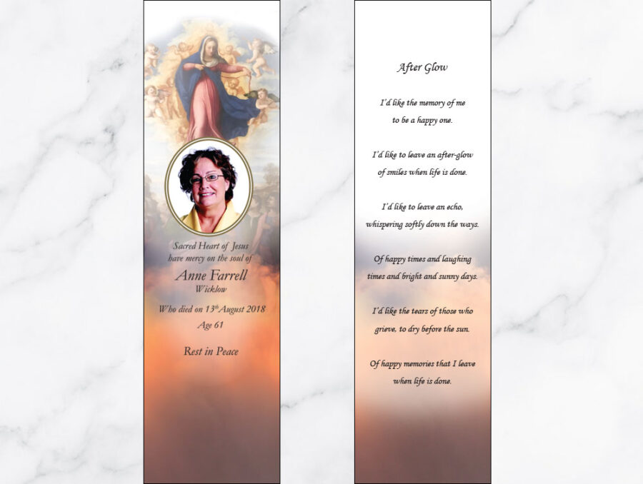 Queen of Heaven memorial bookmarks