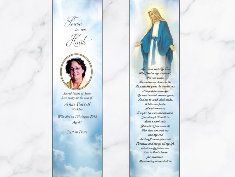Our Lady memorial bookmarks