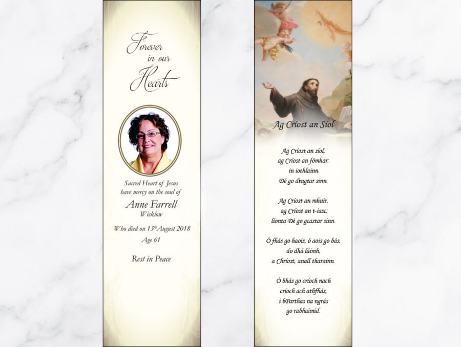 St Francis of Assisi memorial bookmarks