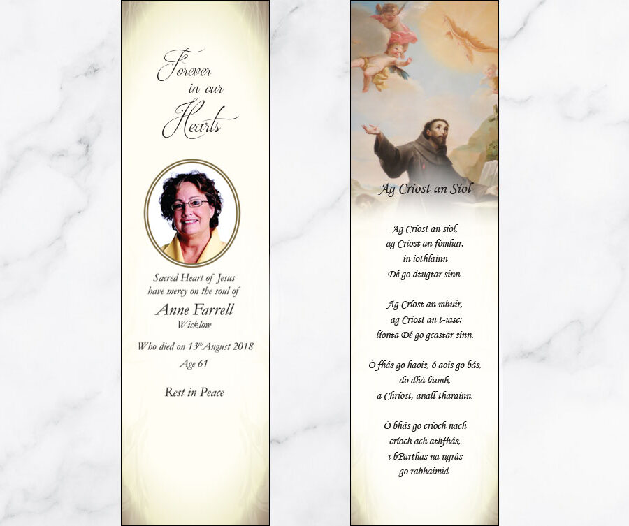 St Francis of Assisi memorial bookmarks