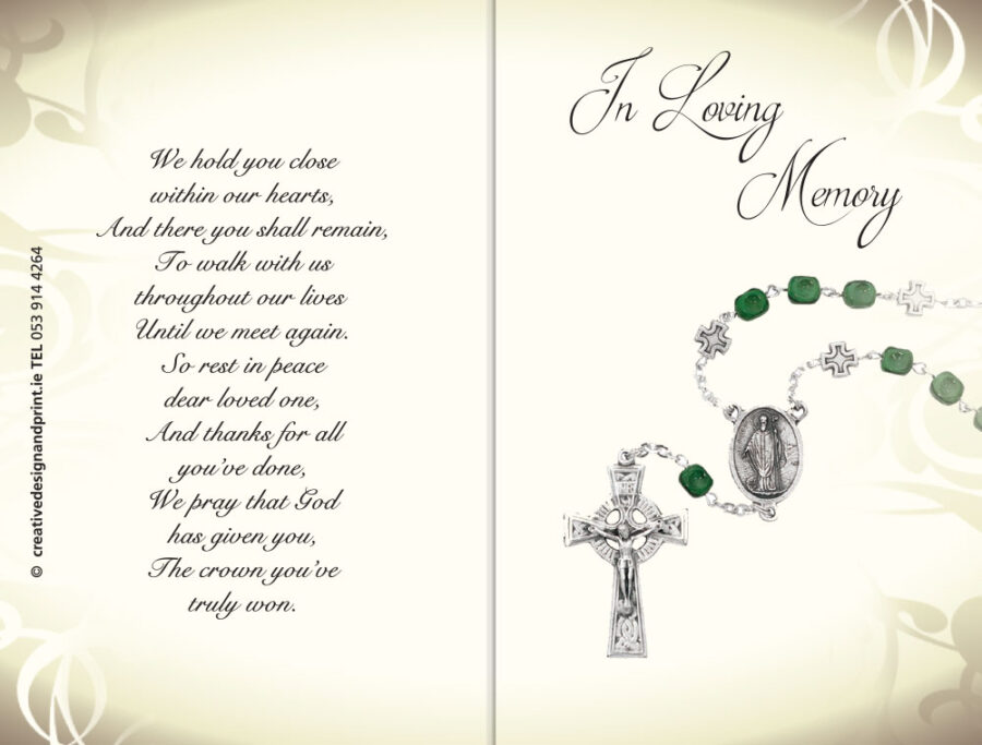 rosary beads memorial cards