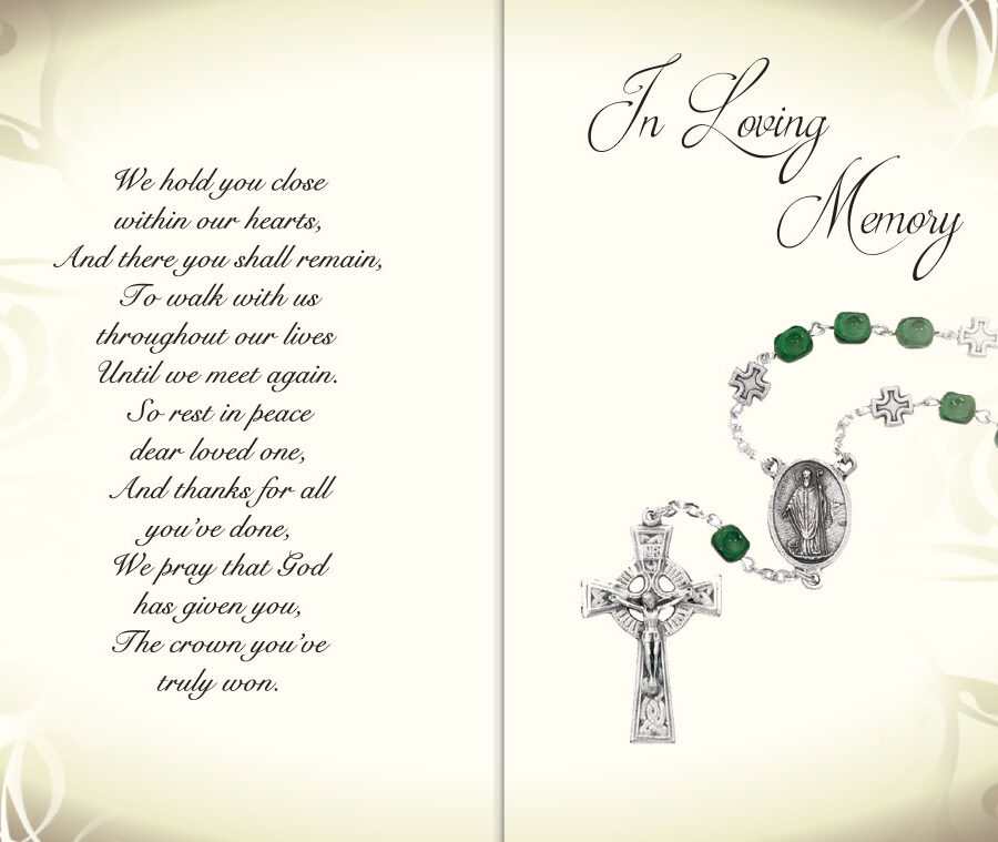 rosary beads memorial cards
