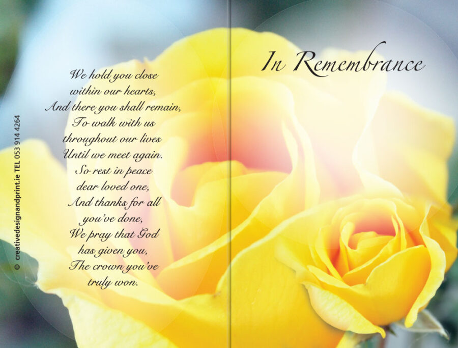 Yellow Rose Memorial Cards