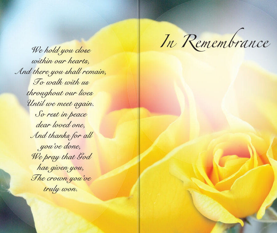 Yellow Rose Memorial Cards