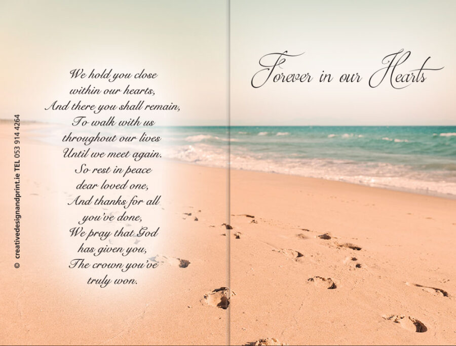 beach footsteps memorial cards