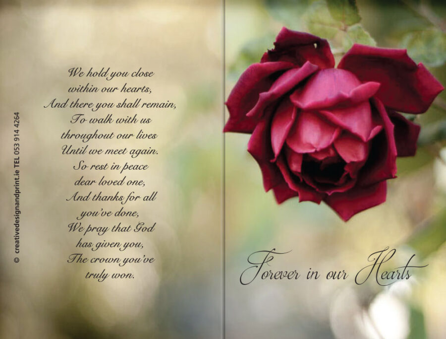 red rose memorial cards