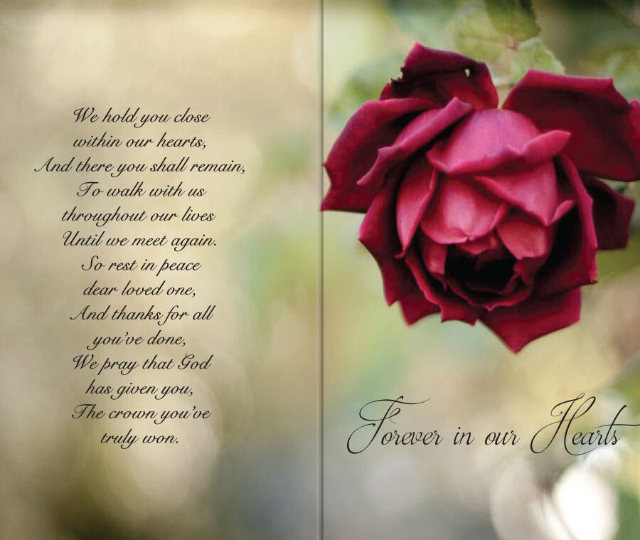 red rose memorial cards