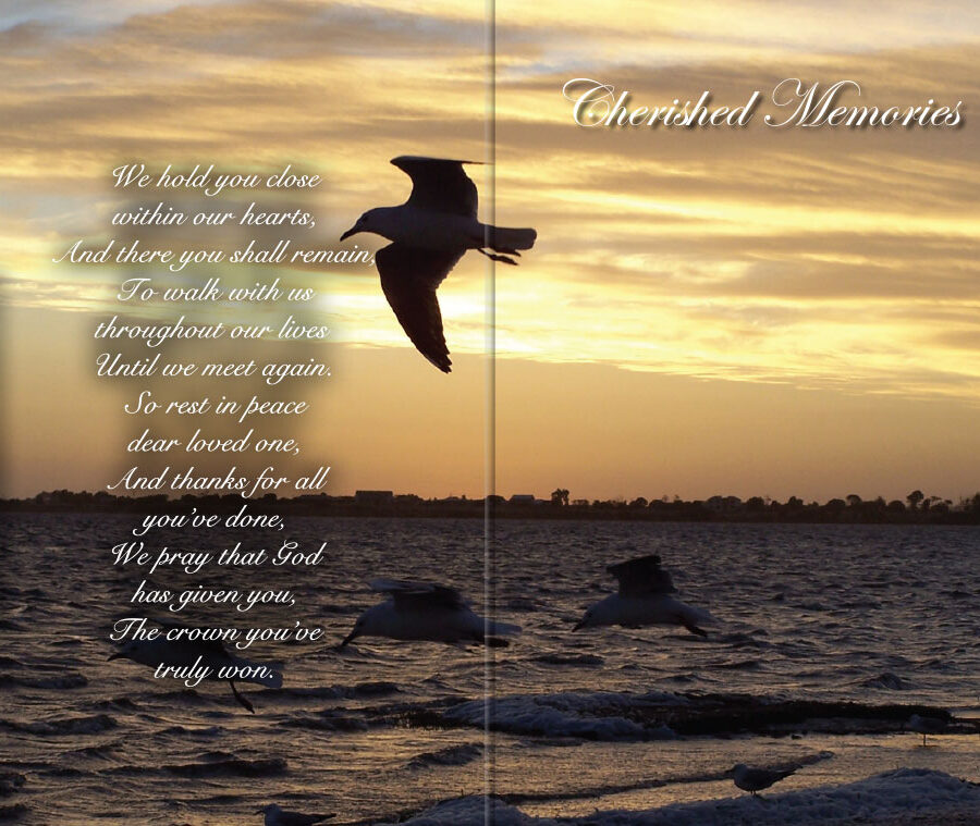 sunset waves memorial cards