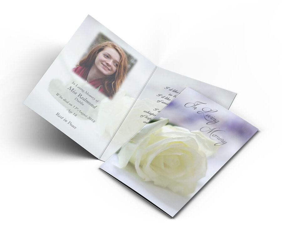 white rose memorial cards