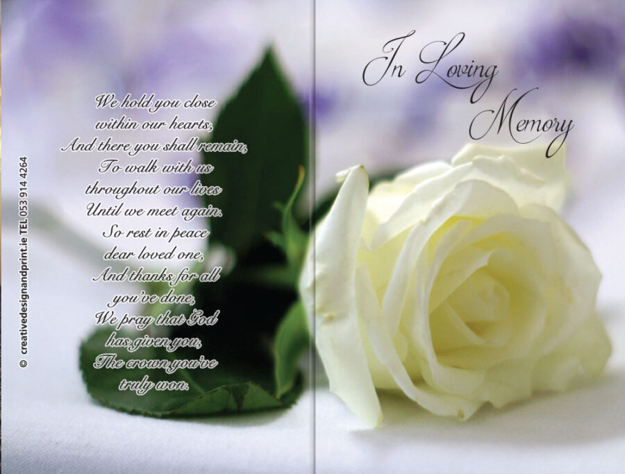 white rose memorial cards