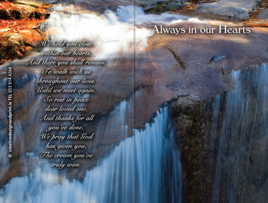waterfall memorial cards