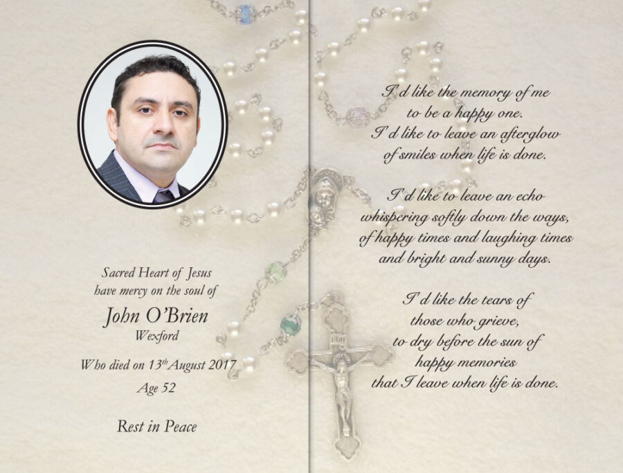 rosary cross Memorial Cards
