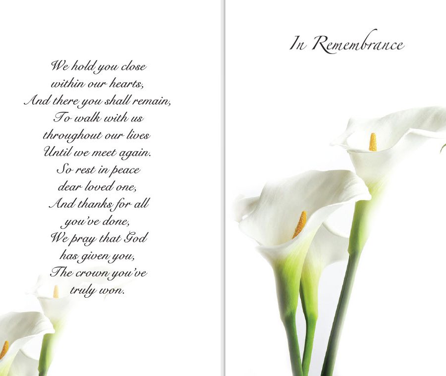 lily memorial card