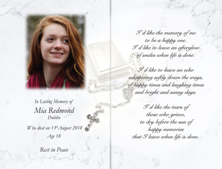 golden rosary memorial cards