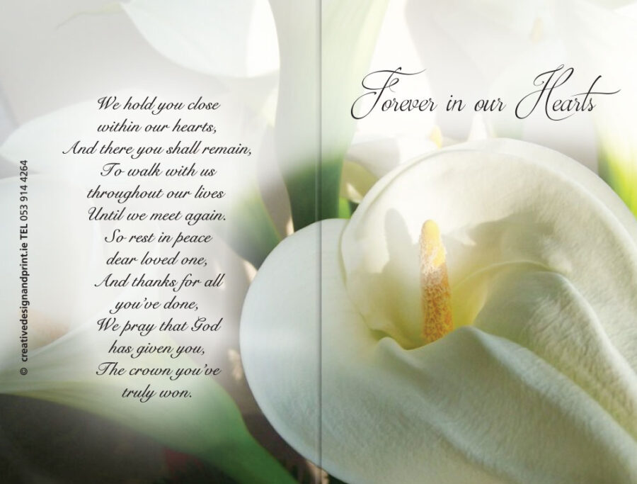 funeral lily memorial cards