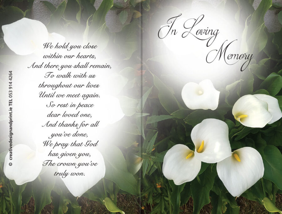 funeral lilies memorial cards