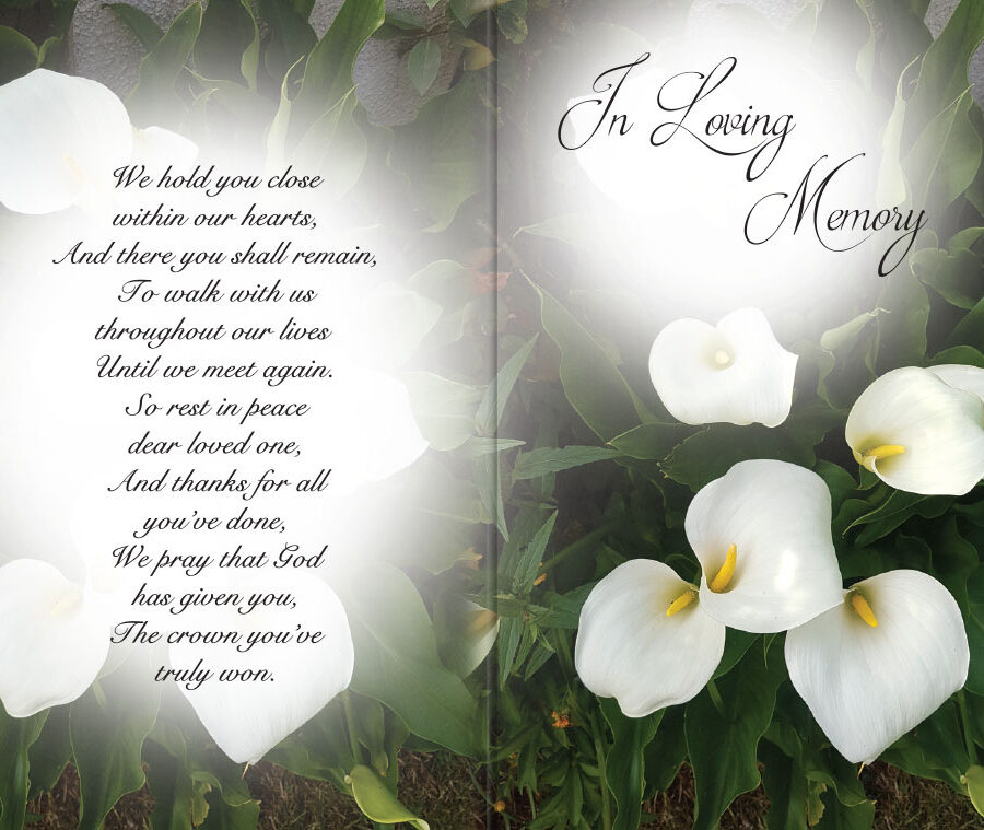 funeral lilies memorial cards