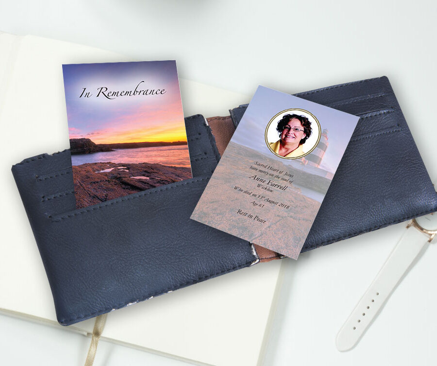lighthouse sunset wallet cards