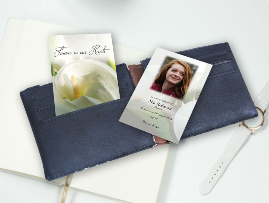 funeral lily wallet cards