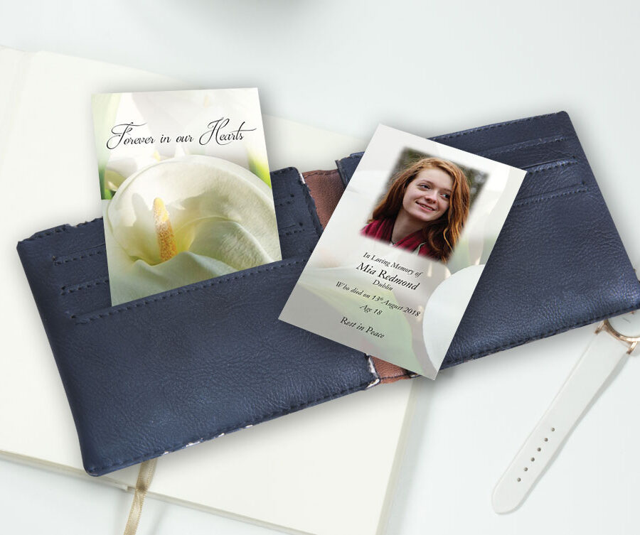 funeral lily wallet cards