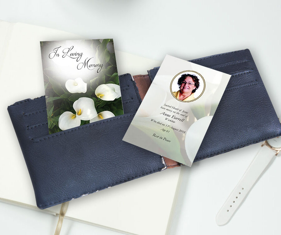 funeral lilies wallet cards