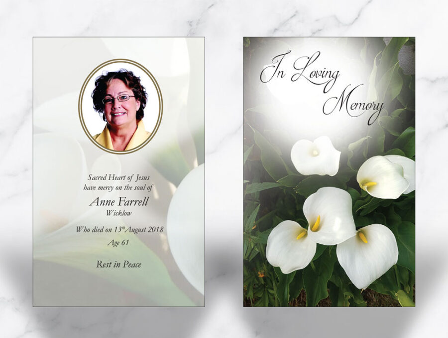 funeral lilies wallet cards