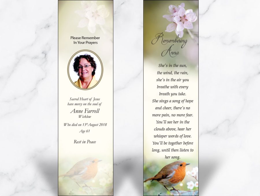 robin memorial card