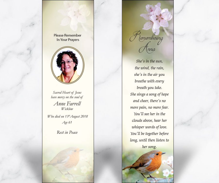 robin memorial card