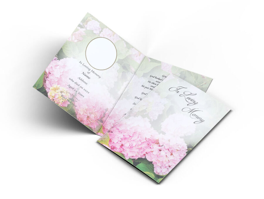 pink hydrangeas Memorial Cards