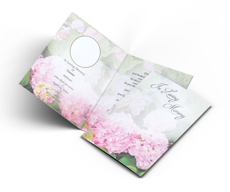 pink hydrangeas Memorial Cards