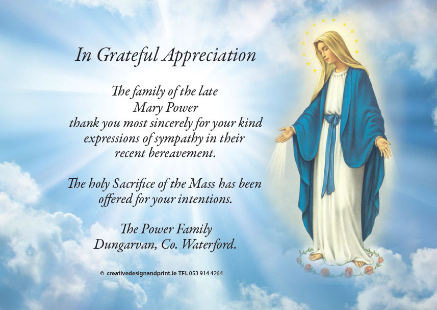 Our Lady Acknowledgement Card