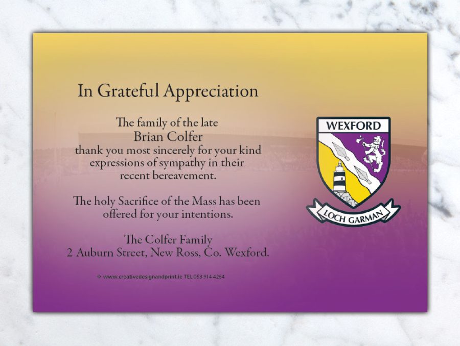 Wexford GAA Acknowledgement Cards