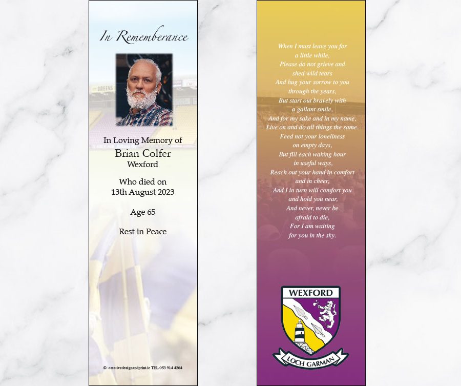 Wexford GAA Memorial Bookmarks