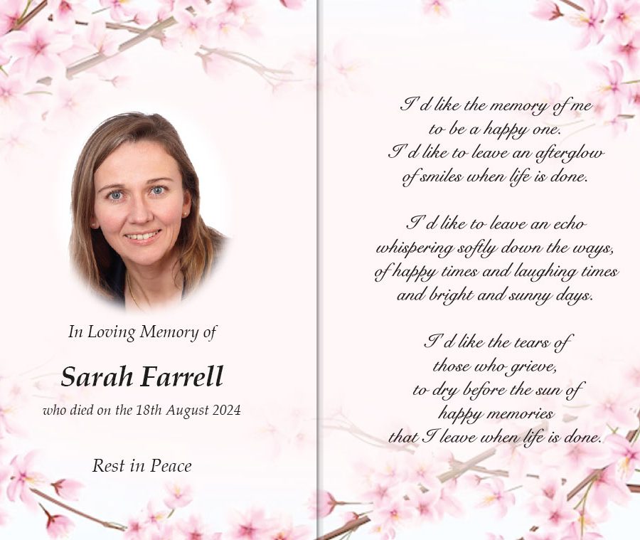 cherry blossem memorial cards