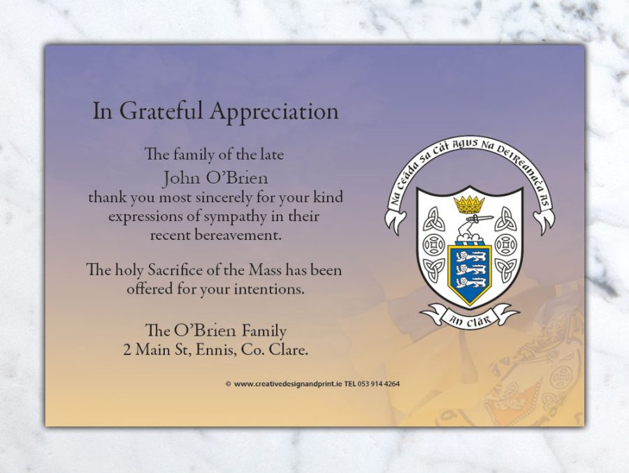 Clare GAA Acknowledgement Cards