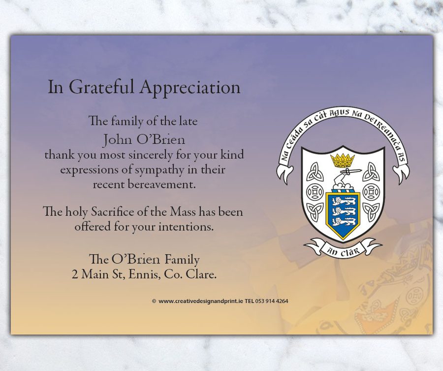 Clare GAA Acknowledgement Cards