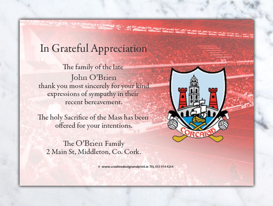 Cork GAA Acknowledgement Cards