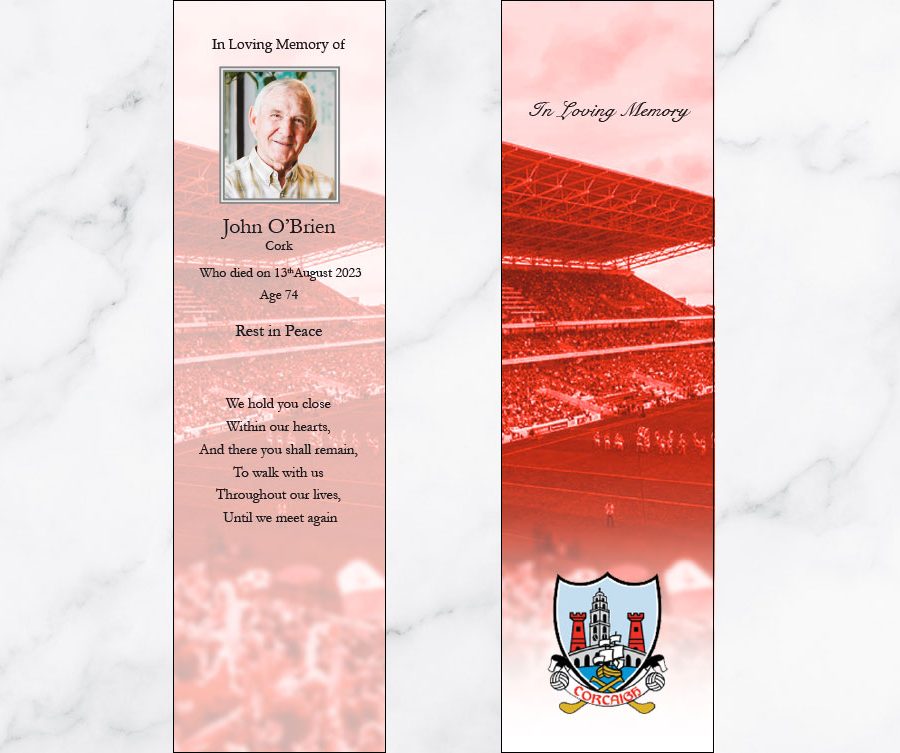 Cork GAA Memorial Bookmarks