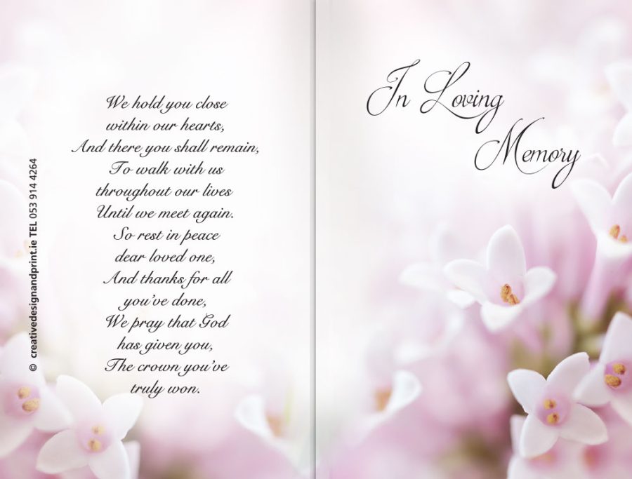 Pink Blossom Memorial Card | 190 - Image 2