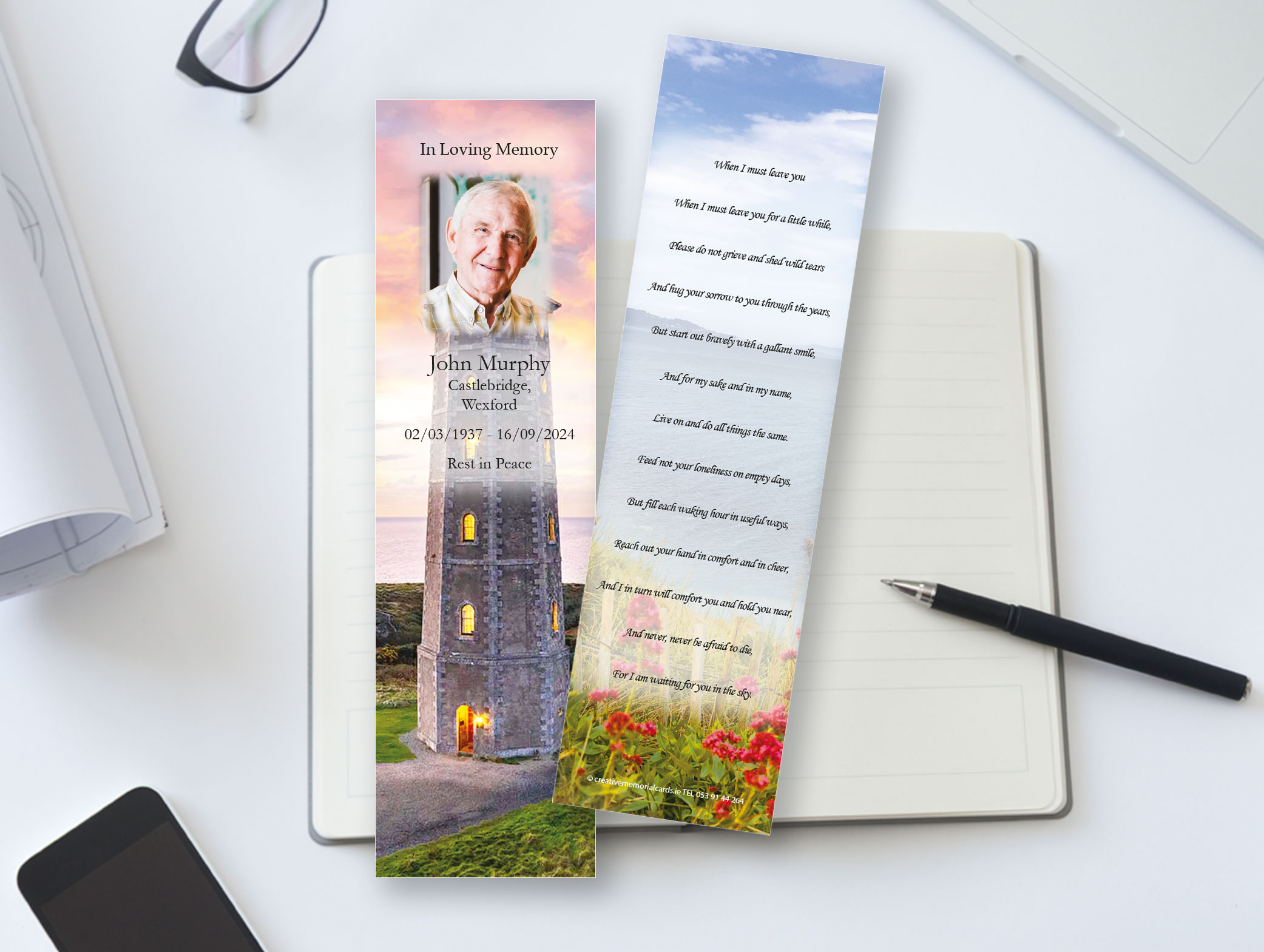Wicklow Head Lighthouse memorial bookmarks